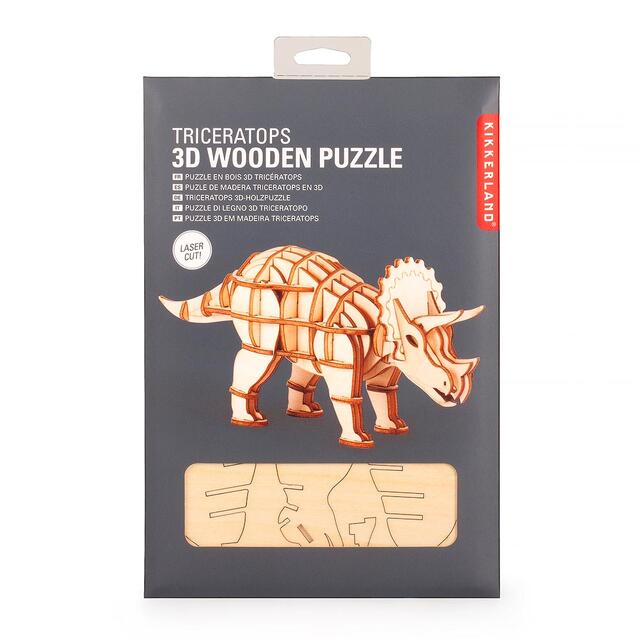 Dinosaur-puslespill Kikkerland Triceratops 3D Wooden Puzzle
