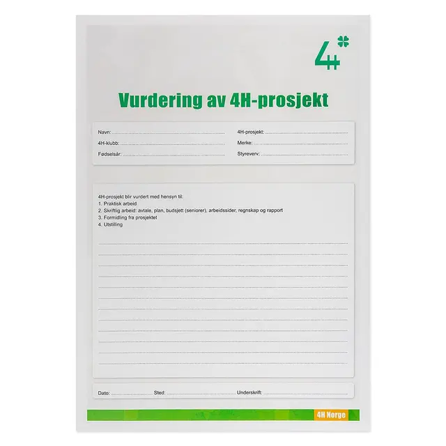 Vurderingsark 4H Vurderingsark 