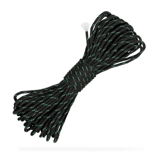 Fallskjermline Selvlysende Paracord 550 30 meter BlackLuminescent 