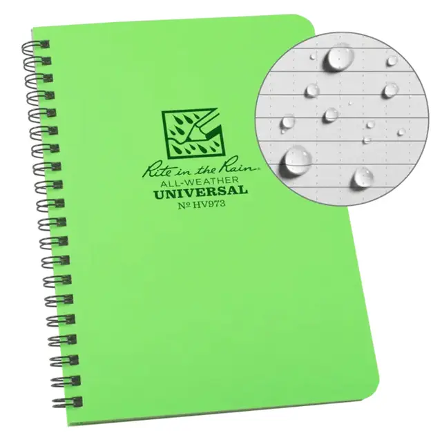 Liten vannfast spiralbok Rite In the Rain No973 HiVisGreen 